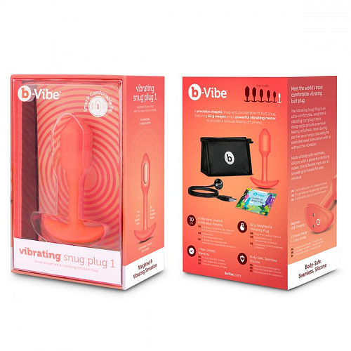 Маленькая вибропробка b-Vibe Snug Plug 1, оранжевая
