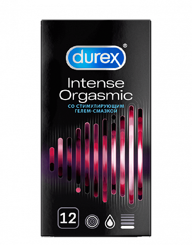 Рельефные презервативы с возбуждающей смазкой Durex Intense Orgasmic, 12 шт