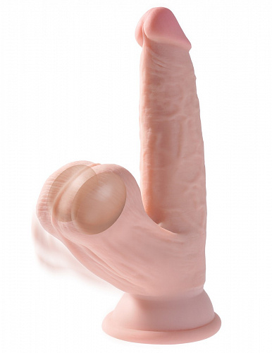 Реалистичный фаллоимитатор на присоске King Cock 3D Plus с подвижной мошонкой, 15 см