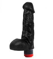 Вибромассажер-реалистик Lovetoy с мошонкой, 16 см, черный