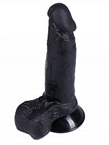 Реалистичный фаллоимитатор на присоске Джага-Джага 16 см, черный, форма 2