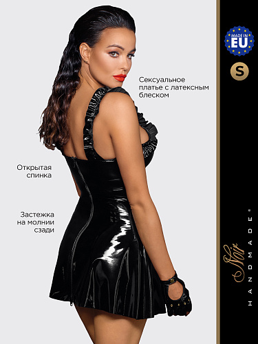 Эротическое мини-платье с оборками на бретелях Noir Handmade, черное, S