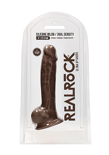Фаллоимитатор на присоске Realrock Ultra 22.8 см с мошонкой, коричневый