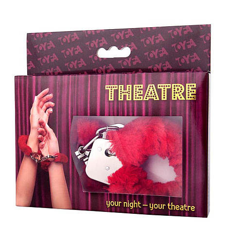 Металлические наручники с мехом Toyfa Theatre, красные