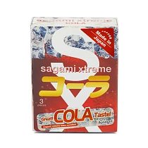 Тонкие ароматизированные презервативы с ароматом колы Sagami Xtreme Cola, 3 шт
