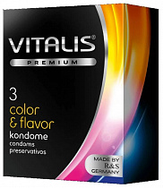 Цветные ароматизированные презервативы VITALIS Colour & Flavor, 3 шт
